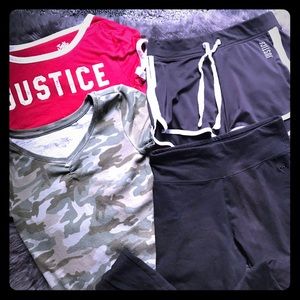 Justice & Other 7 Lot Big Girls T-shirt, leggings.